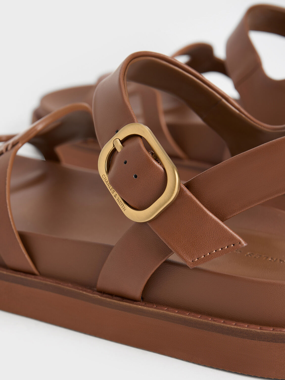 Cut-Out Buckled Sandals, Caramel, hi-res