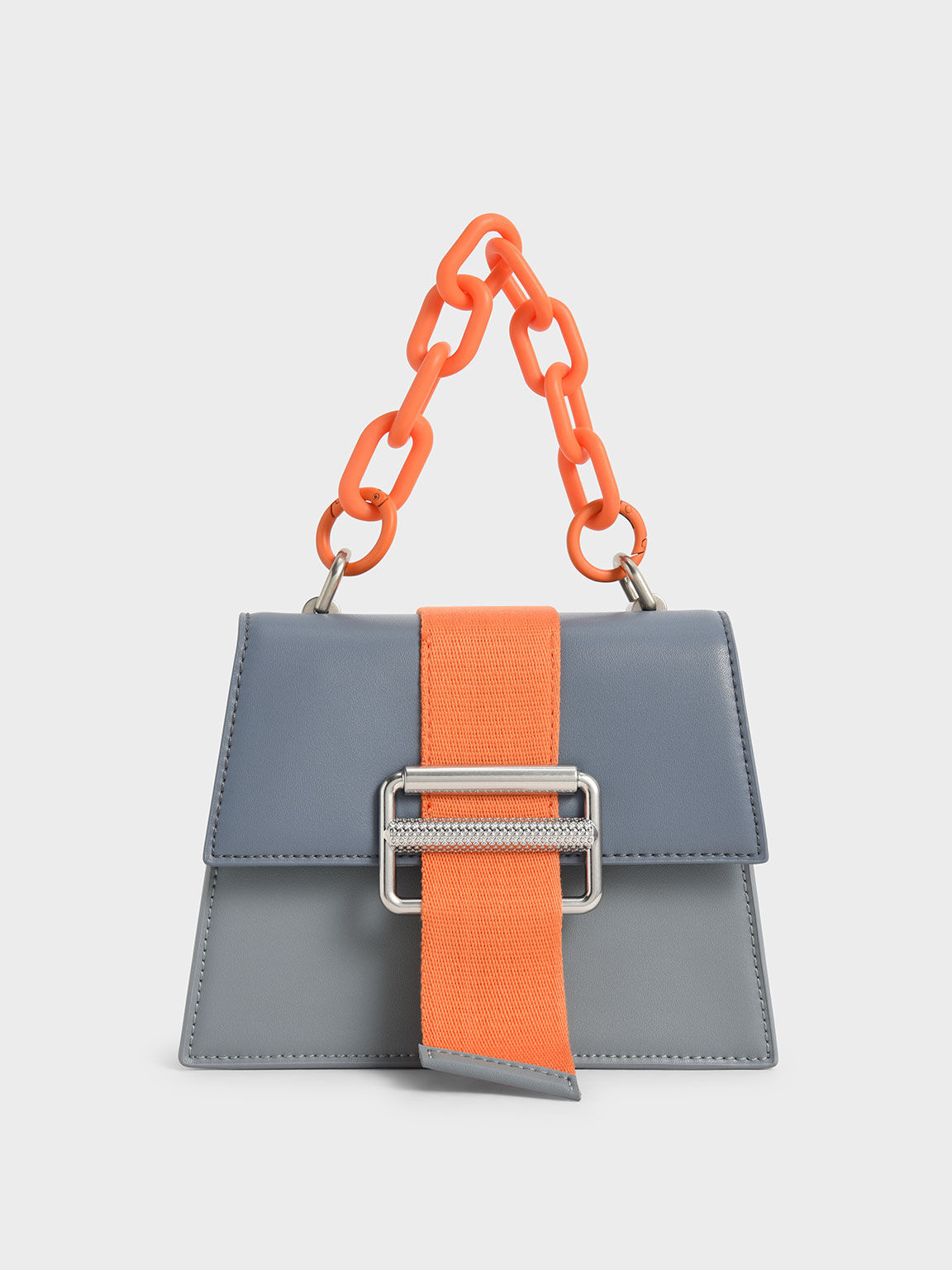 Light Grey Chain Strap Shoulder Bag - CHARLES & KEITH US