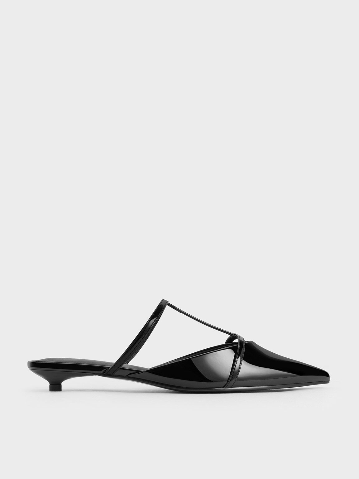 Clara T-Bar Pointed-Toe Mules, Black Box, hi-res