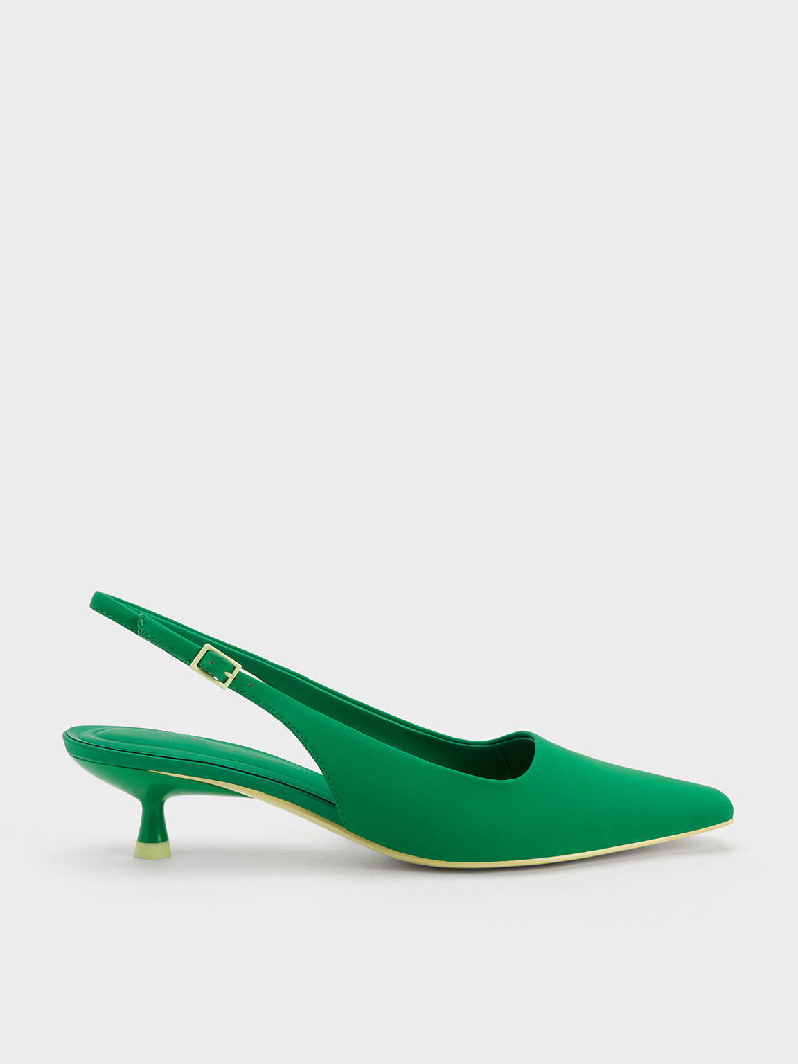 Green Vita Square-Toe Slingback Pumps - CHARLES & KEITH US