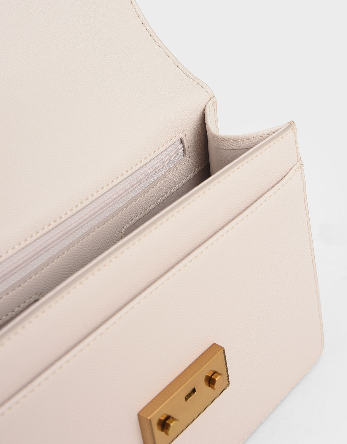 Pink Metallic Push-Lock Shoulder Bag - CHARLES & KEITH US