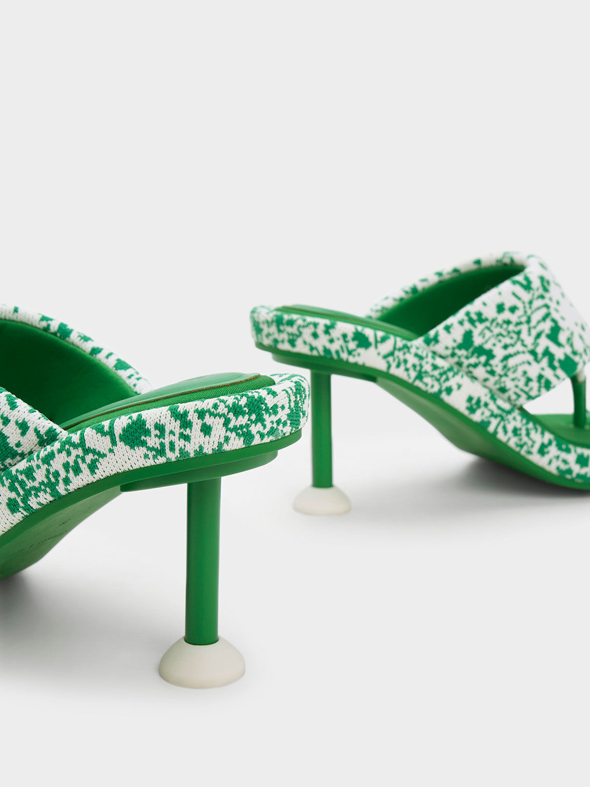 Noemi Knitted Spool Heel Sandals, Green, hi-res