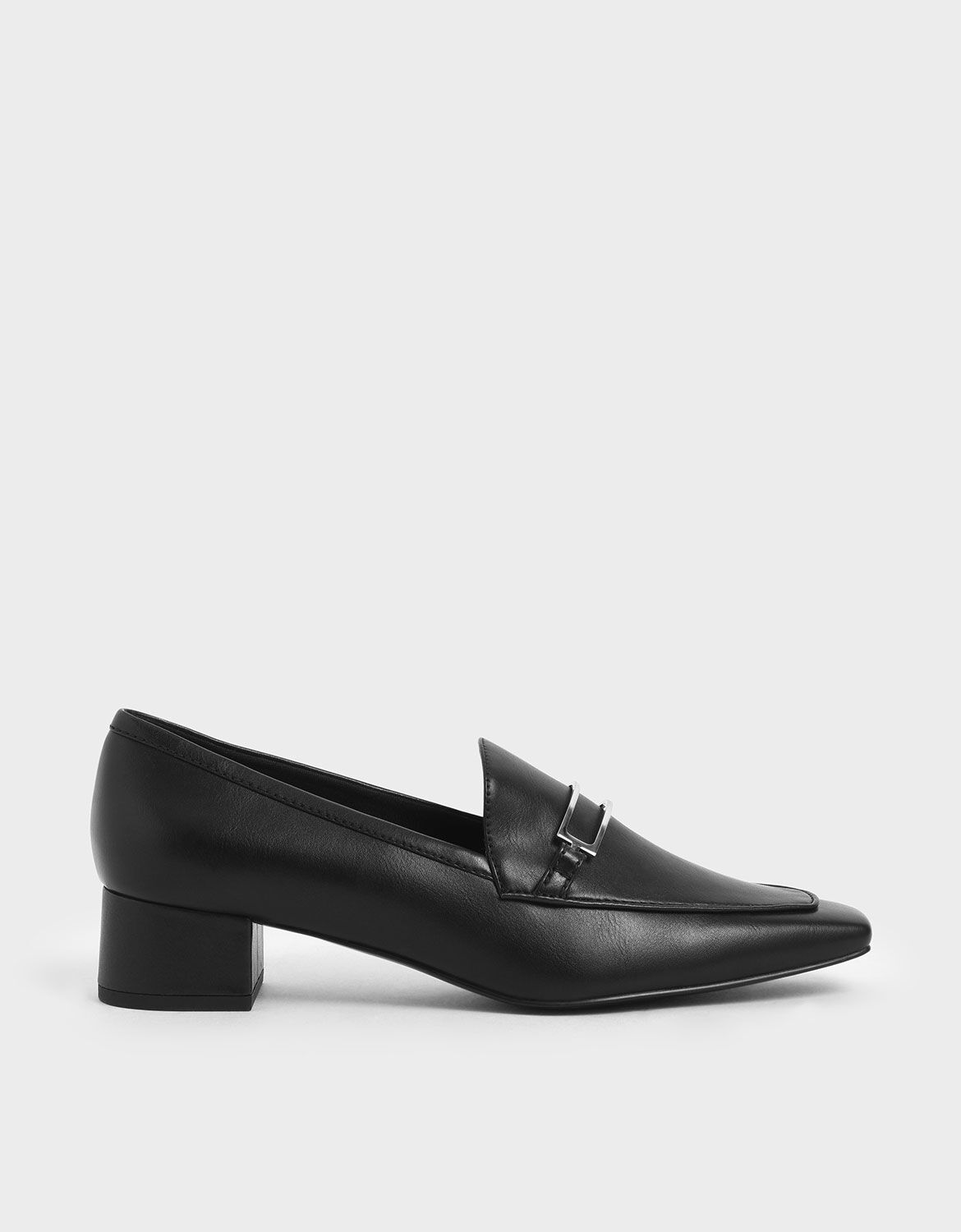 black heel loafers