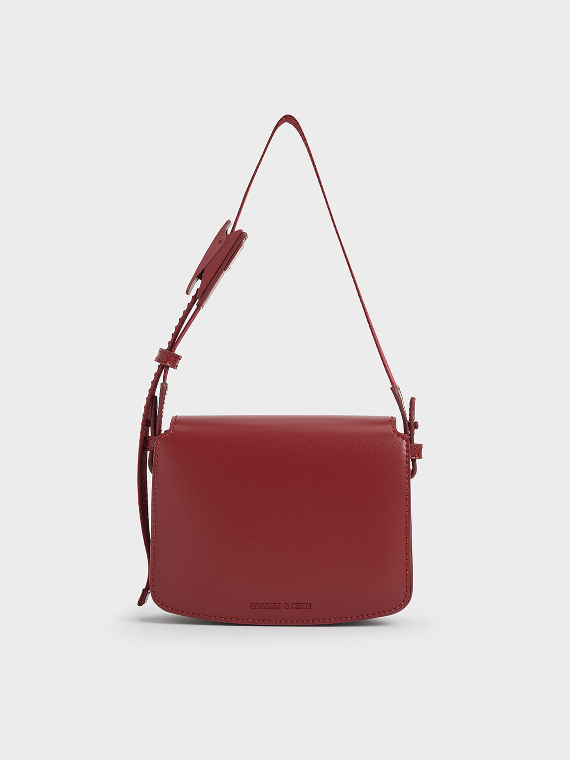 Boxy Front Flap Shoulder Bag, Red, hi-res