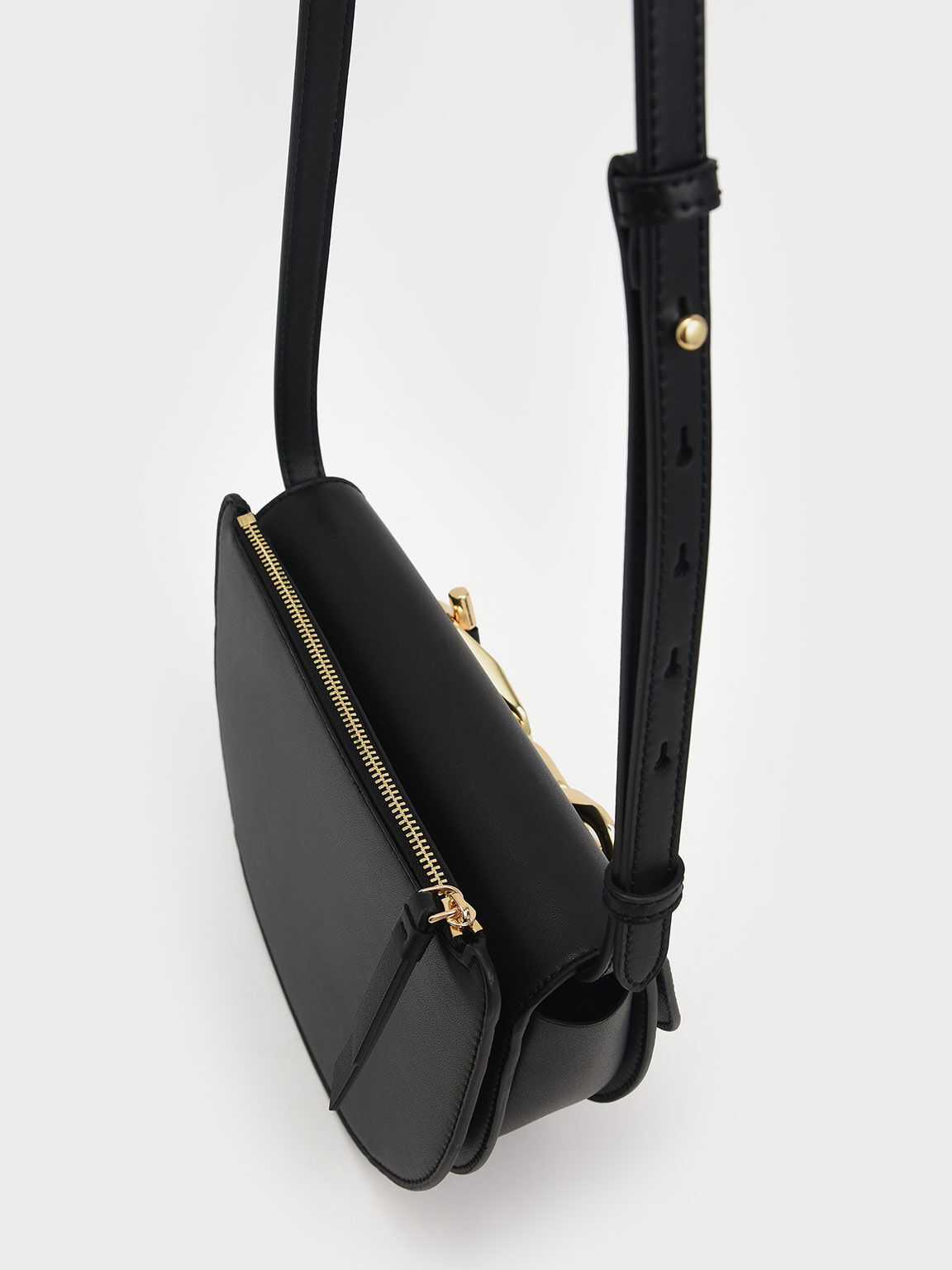 Black Safia Double Zip Chain Bag, WHISTLES