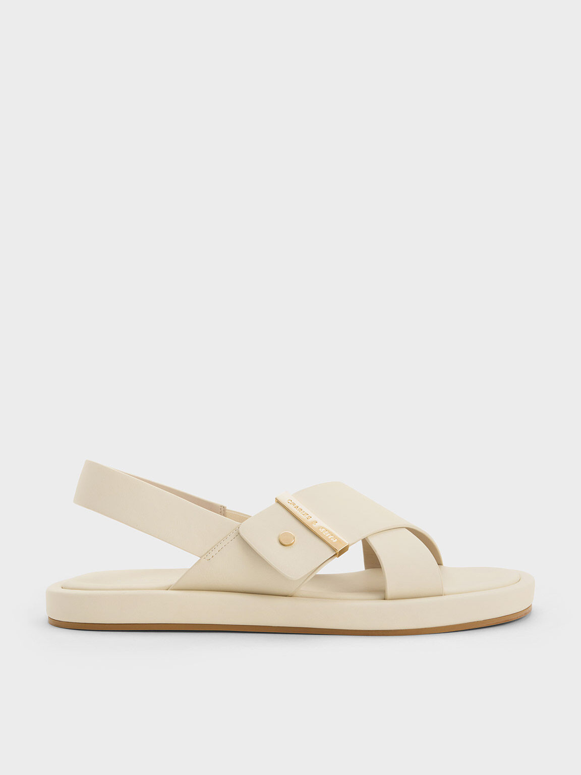 Chalk Crossover Back Strap Sandals - CHARLES & KEITH CA