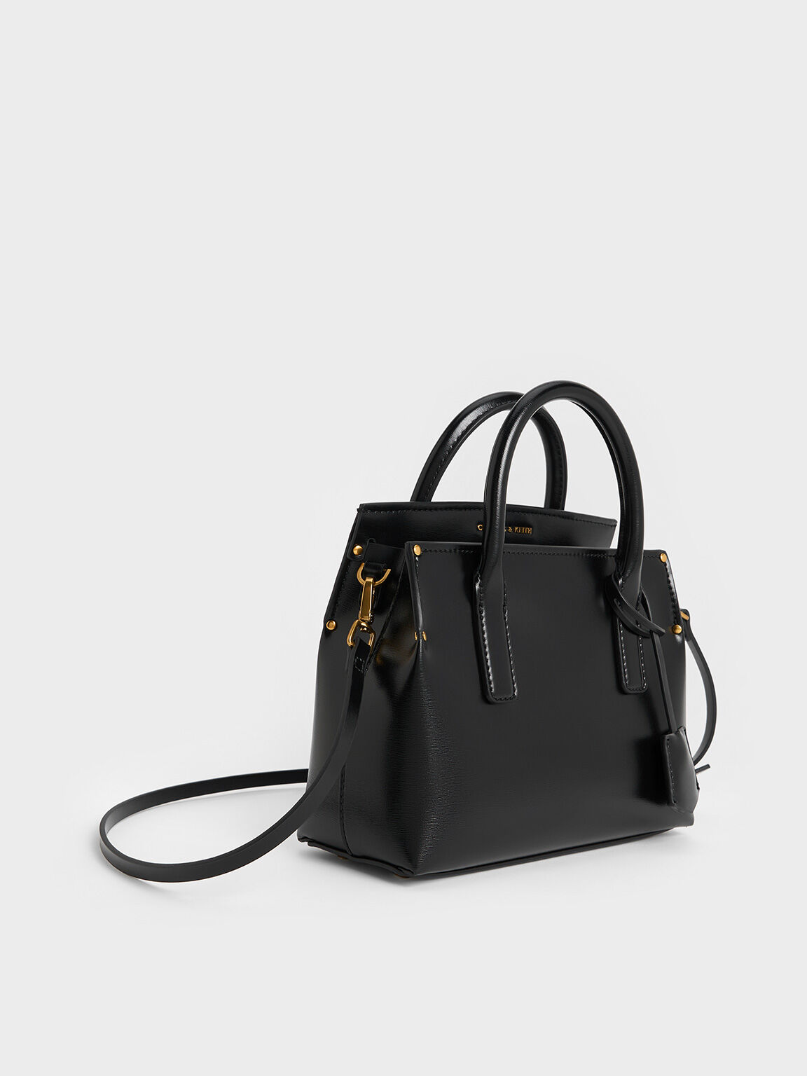 Rene Structured Top Handle Bag, Black, hi-res