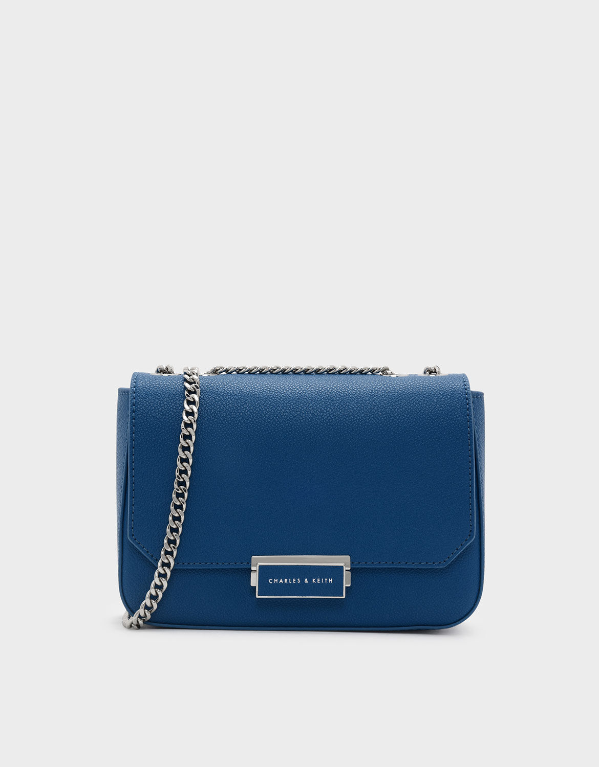 Blue Classic Push Lock Crossbody Bag Charles Keith Mo