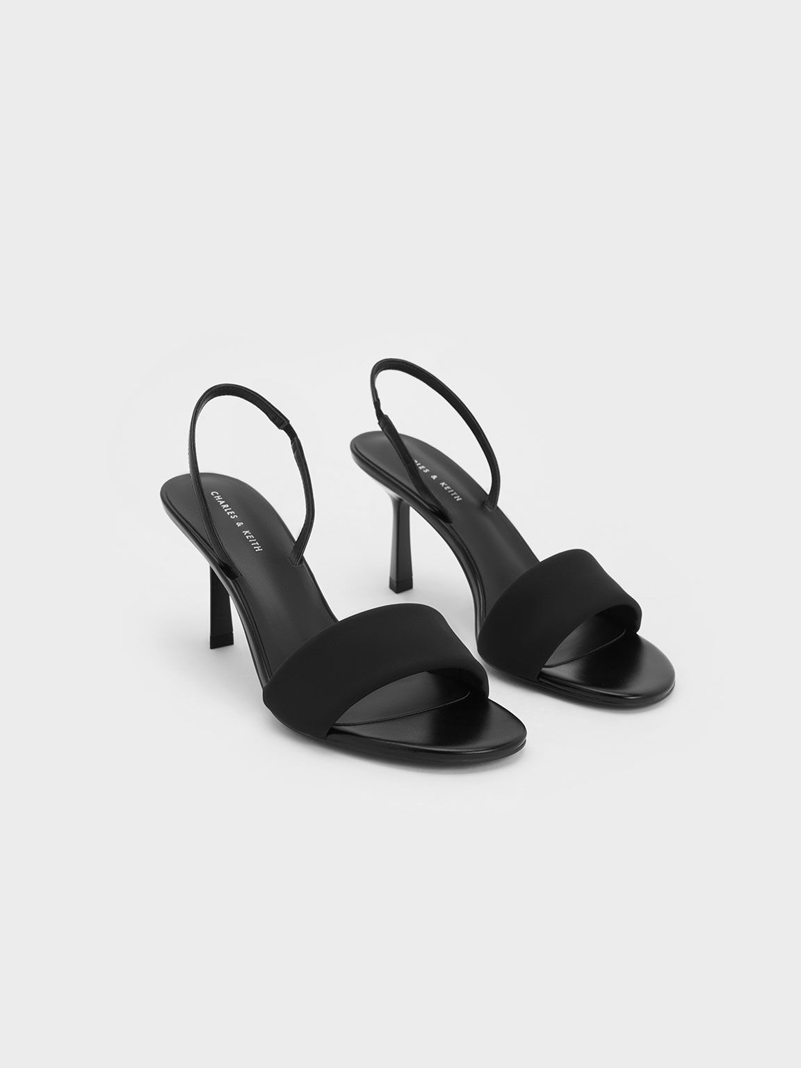 Charles & Keith Sling Back Heels (£36) ❤ liked on Polyvore featuring shoes,  sandals, block heel slingb…