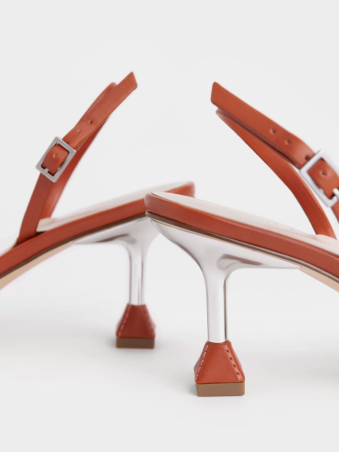 Orange Sculptural Heel Thong Sandals - CHARLES & KEITH International