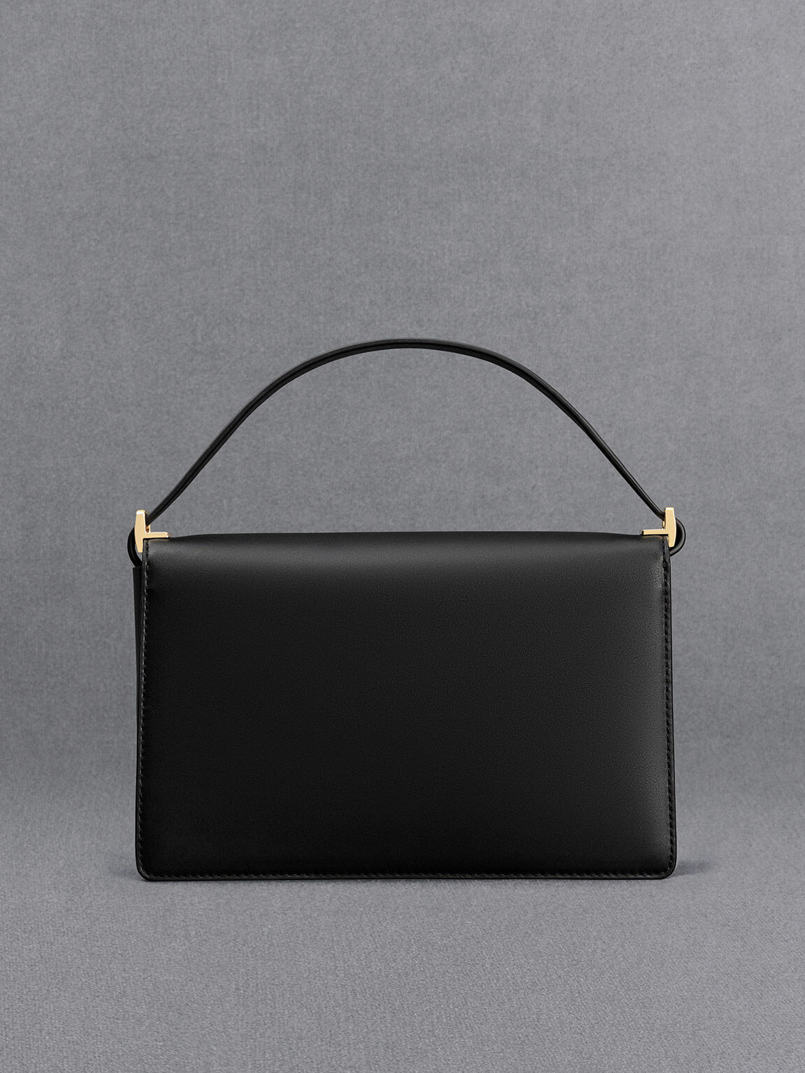 Leather & Canvas Monogram Shoulder Bag - Black