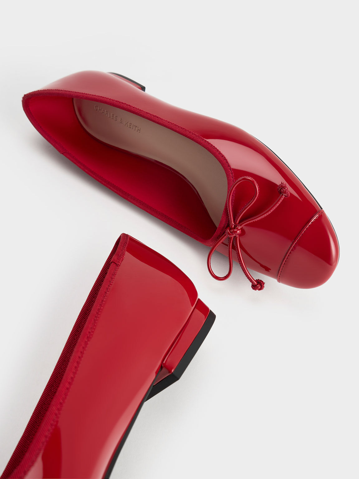 Red sale leather flats