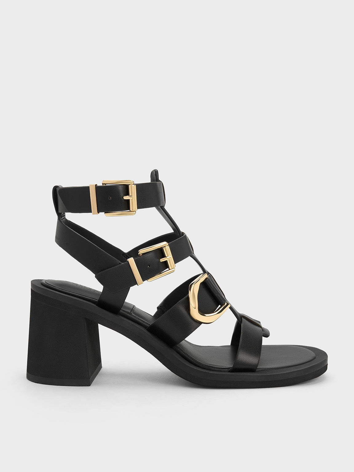 Sandalias gladiador Gabine de cuero, Negro, hi-res