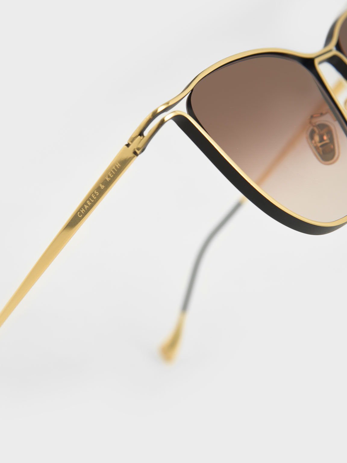 Two-Tone Wire Frame Butterfly Sunglasses, Gold, hi-res