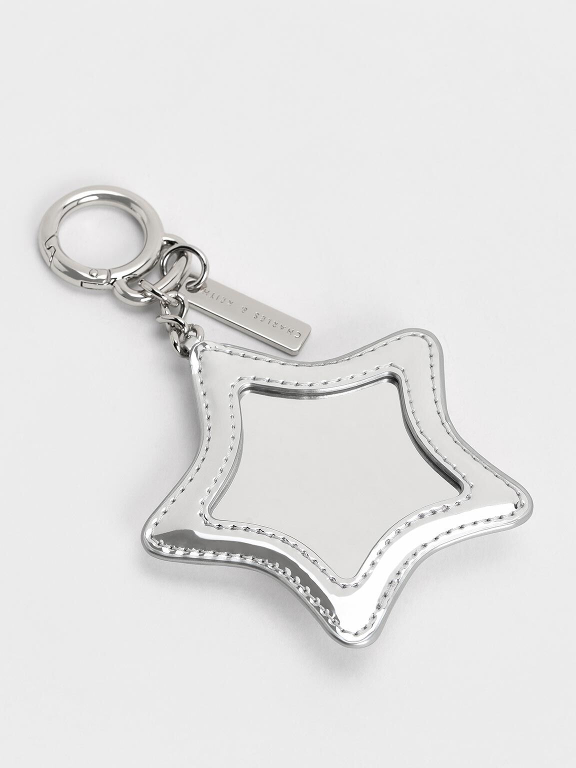 Metallic Star Mirror Charm, Silver, hi-res