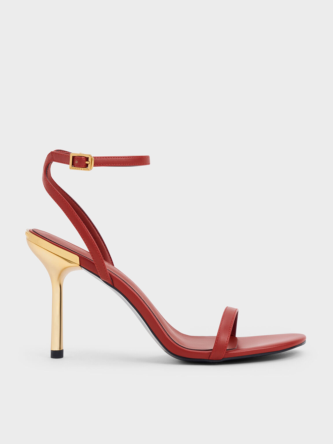 Metallic Stiletto-Heel Ankle-Strap Sandals, Brick, hi-res