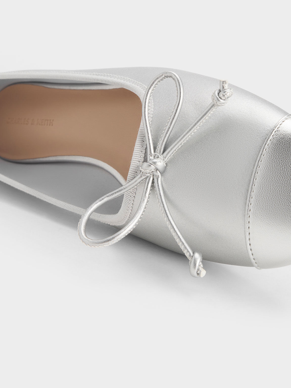 Bow Ballet Flats, Silver, hi-res