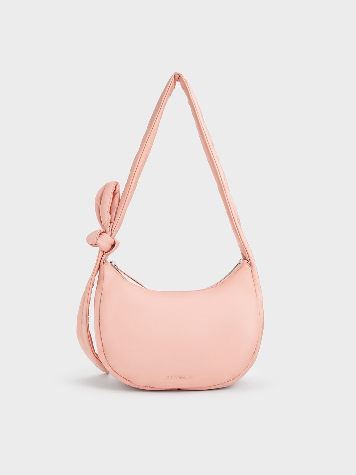 Delilah Nylon Knotted Hobo Bag, Pink, hi-res