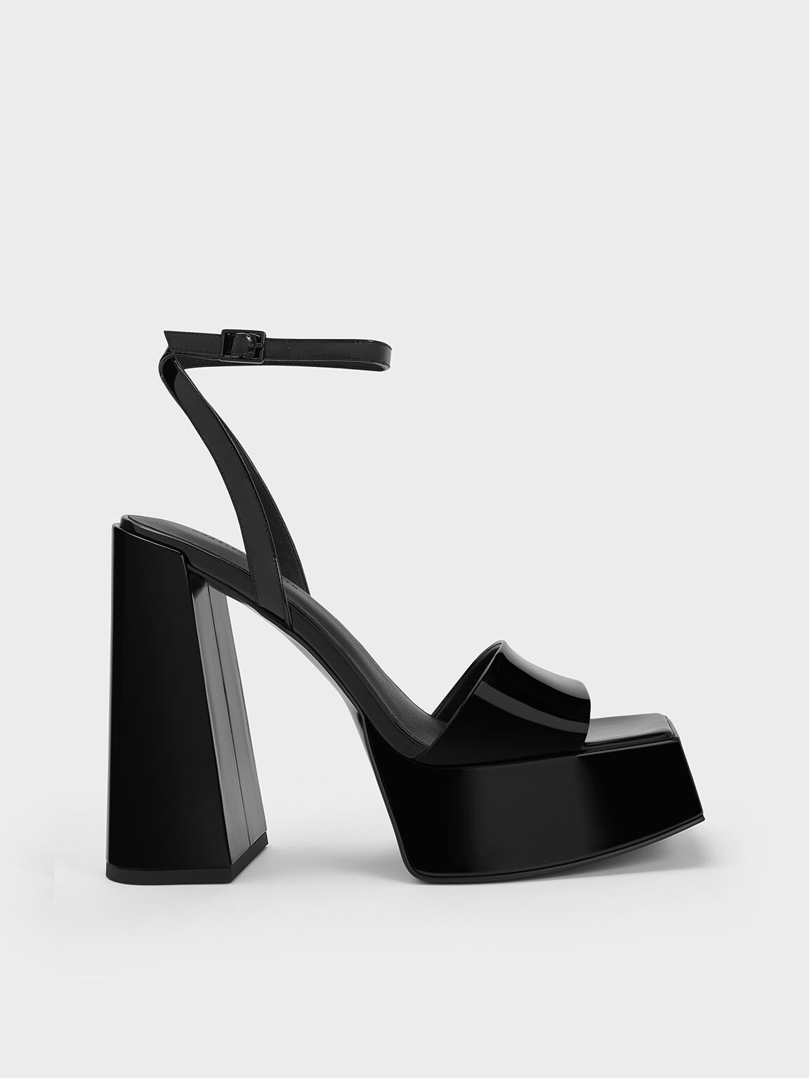 Charles & Keith Heeled Ankle Boots in Black Patent