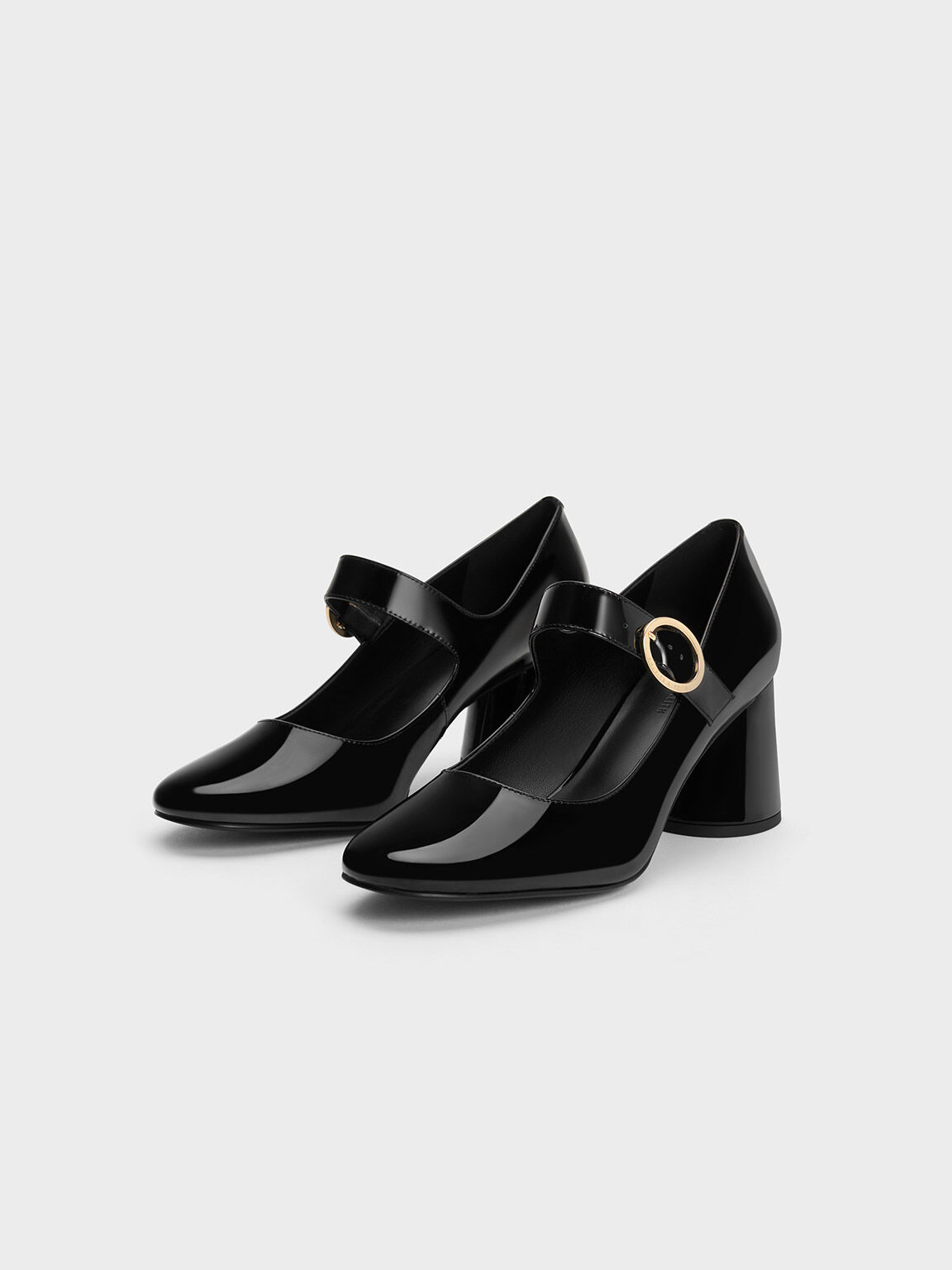 Zapatos Mary Jane de charol negro con tacón cuadrado - Schoolgirl-50