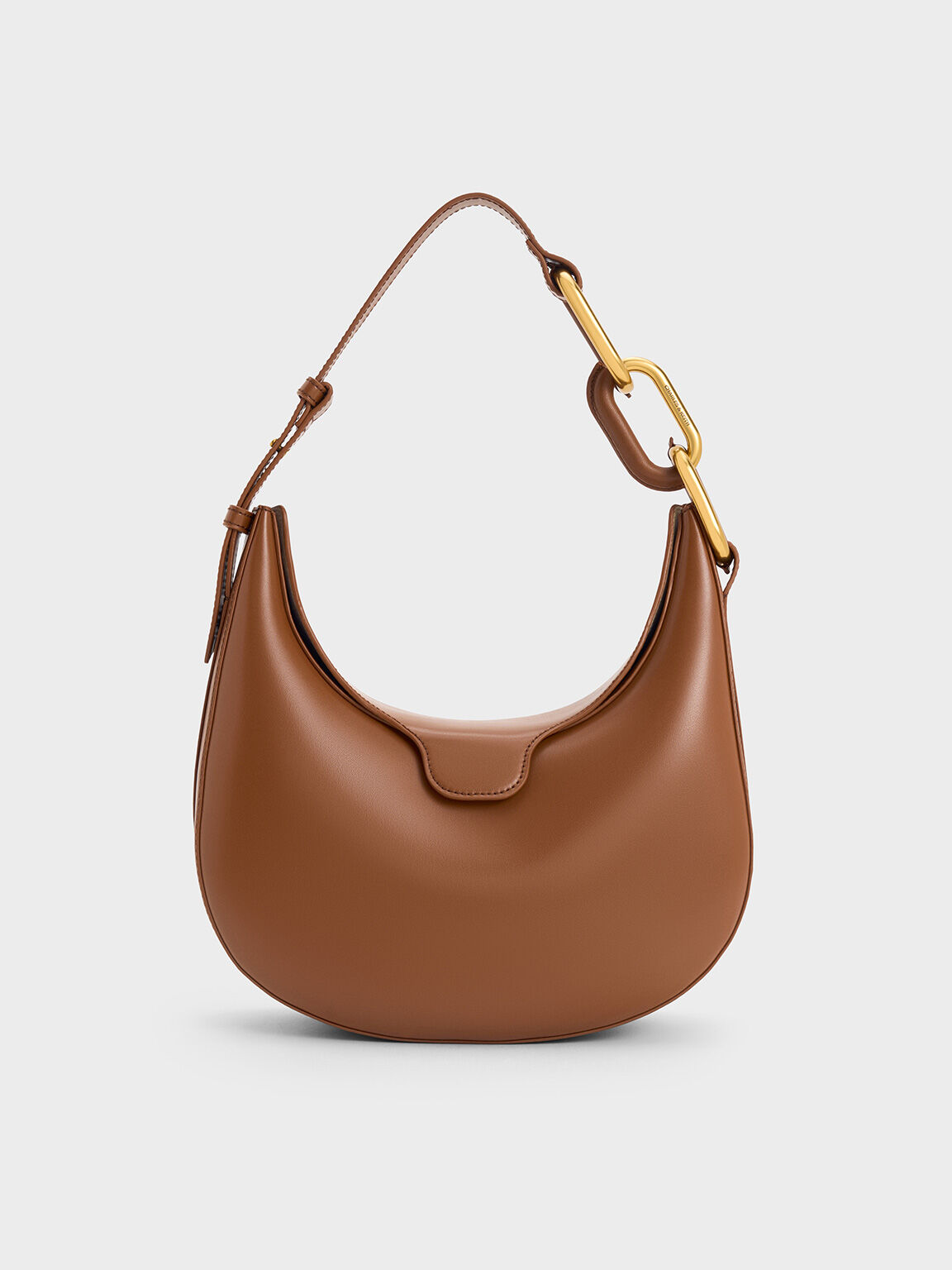 Kora Metallic-Accent Moon Bag, Chocolate, hi-res