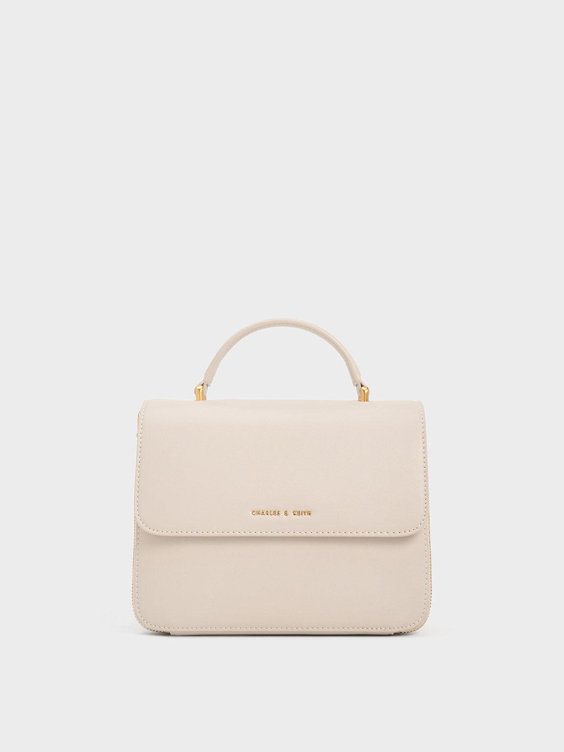 Front Flap Top Handle Crossbody Bag - Ivory