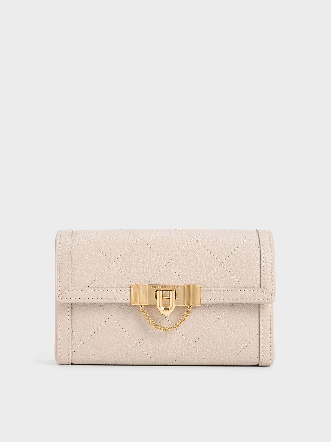 Tallulah Quilted Push-Lock Clutch, Oat, hi-res