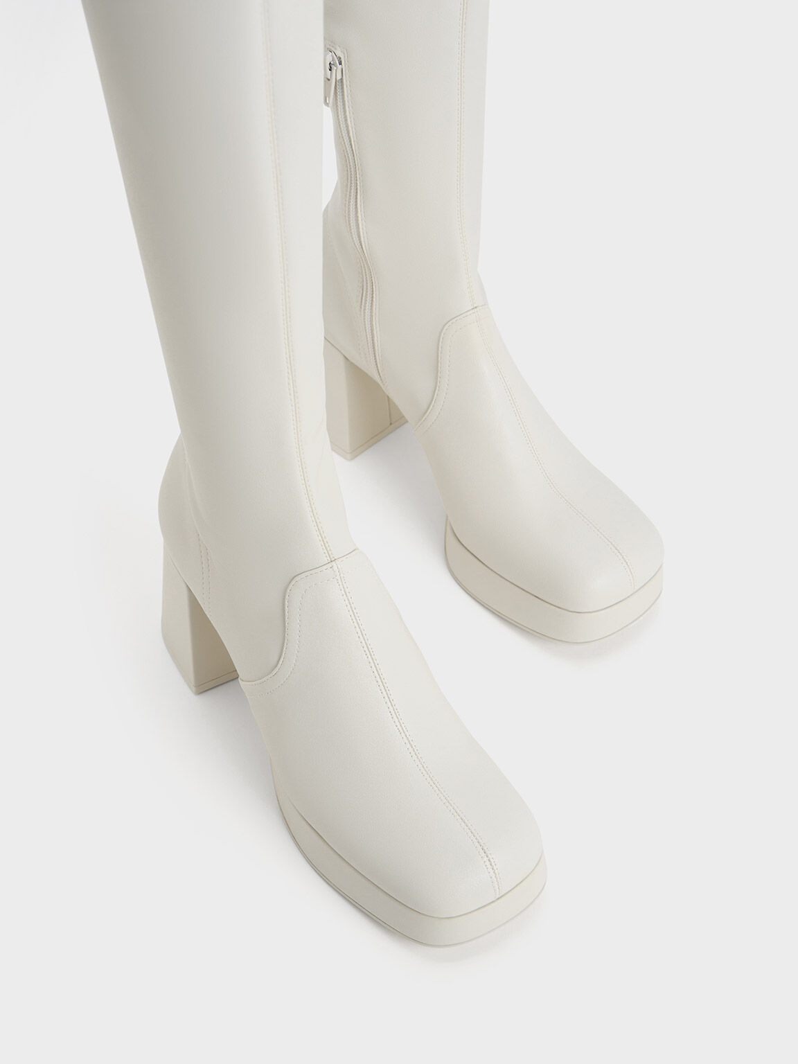 White leather 2025 knee boots