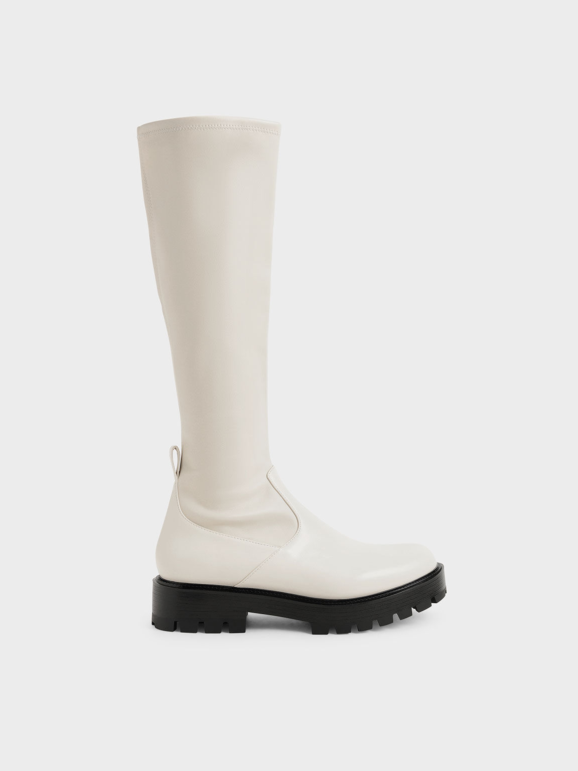 White flat sale knee high boots