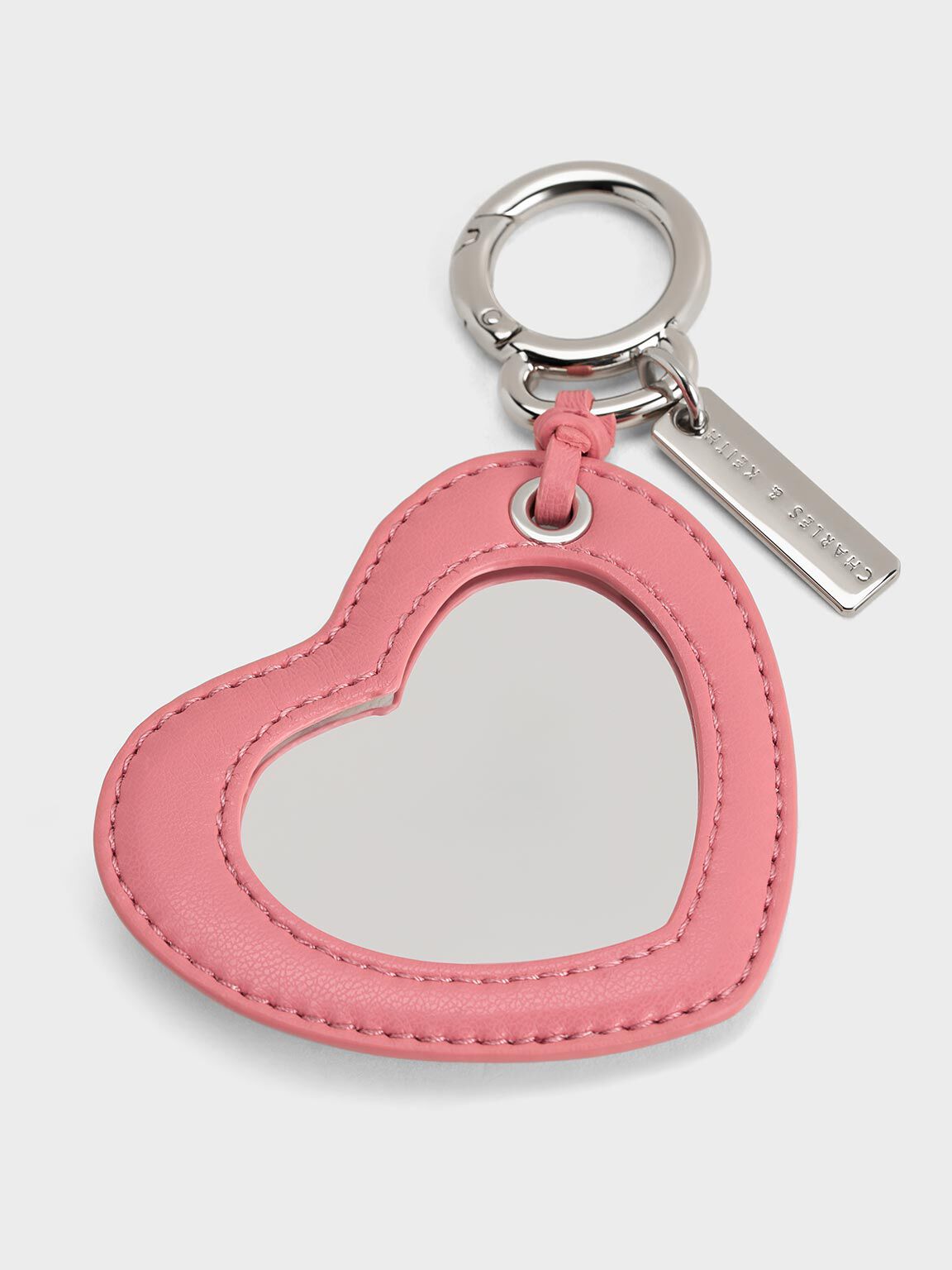 Heart Quilted Mirror Charm, Pink, hi-res