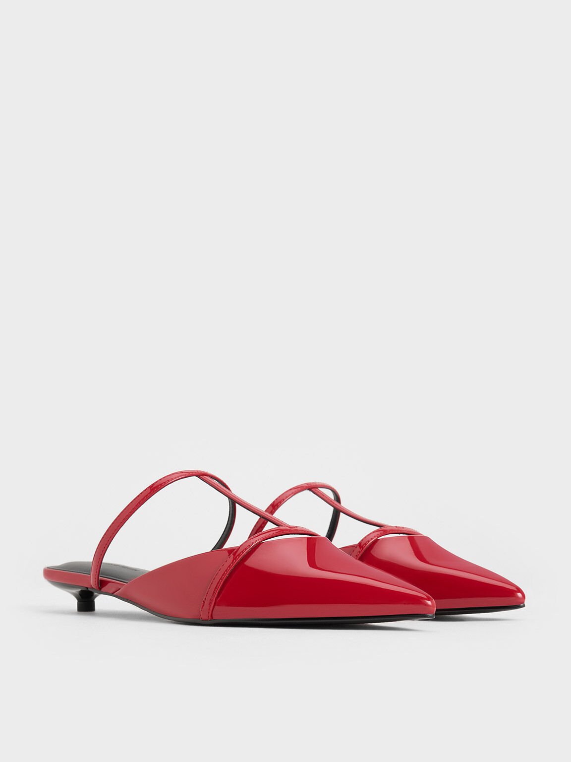 Clara T-Bar Pointed-Toe Mules, Red, hi-res