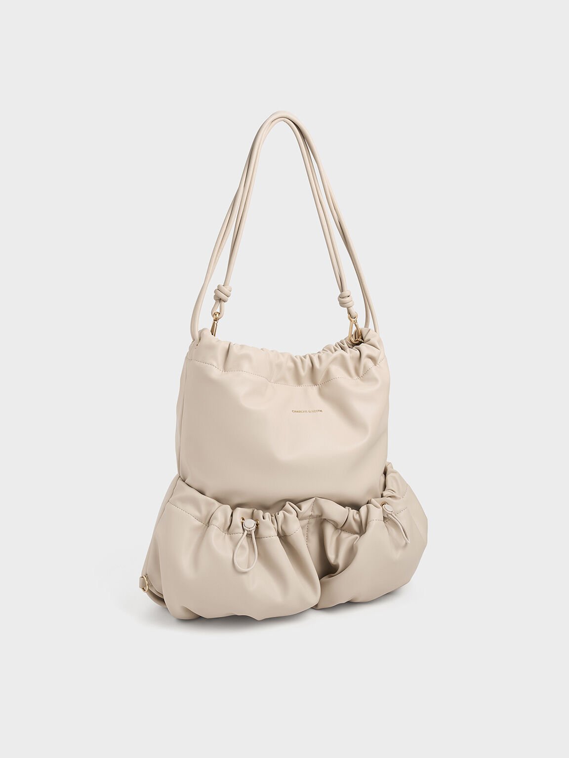 Maisy Ruched Drawstring Backpack, Oat, hi-res