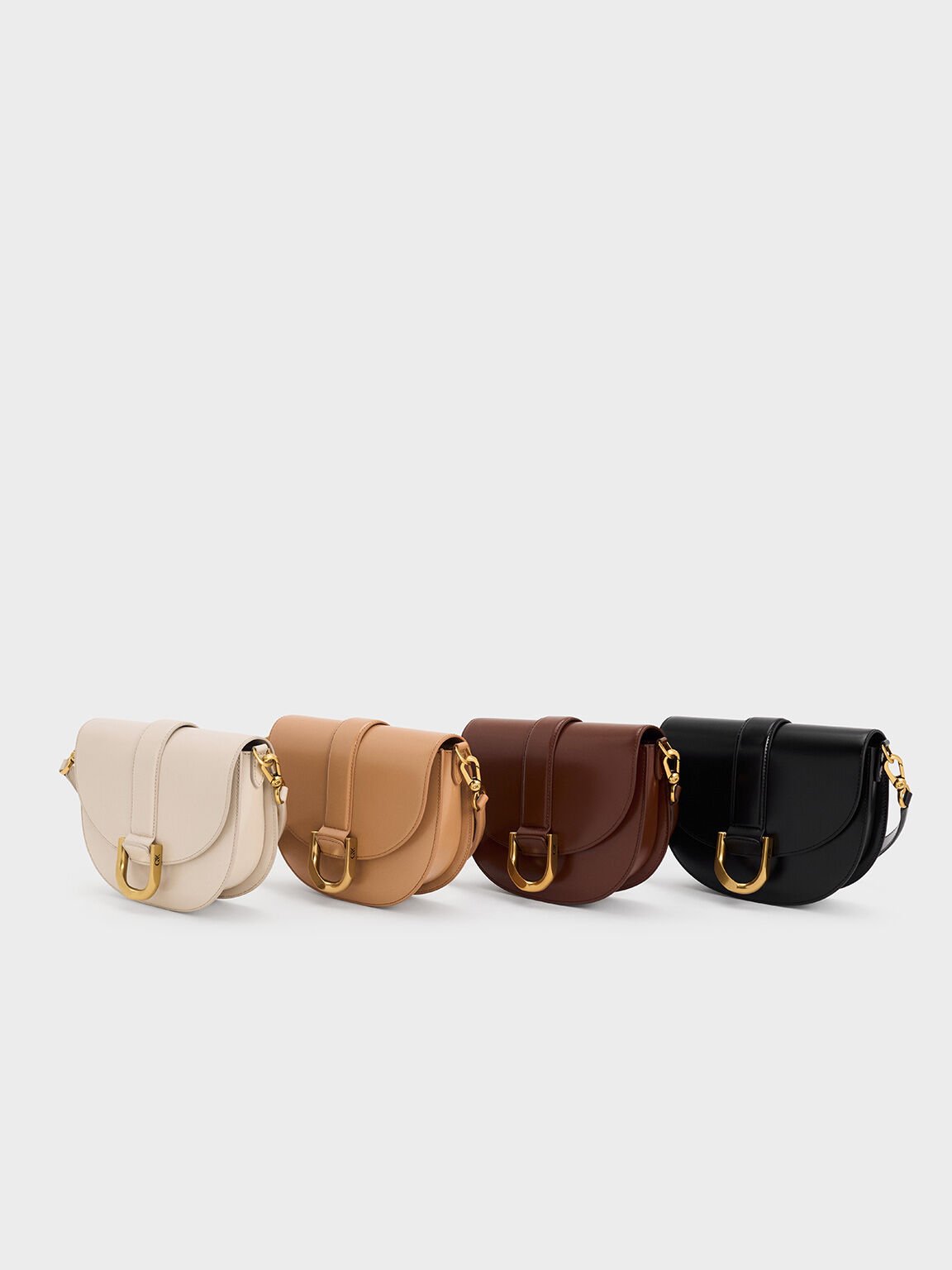 Bolso saddle Gabine de cuero, Toffee, hi-res