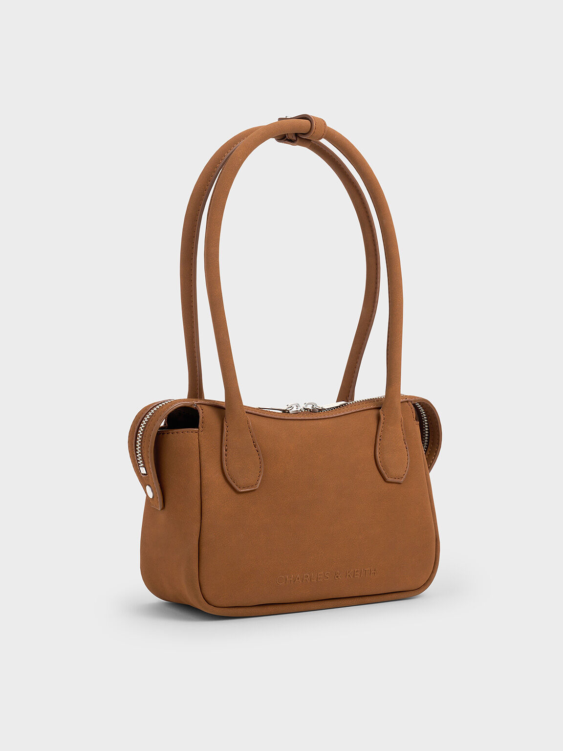 Bosie Textured Elongated Top Handle Bag, Brown, hi-res