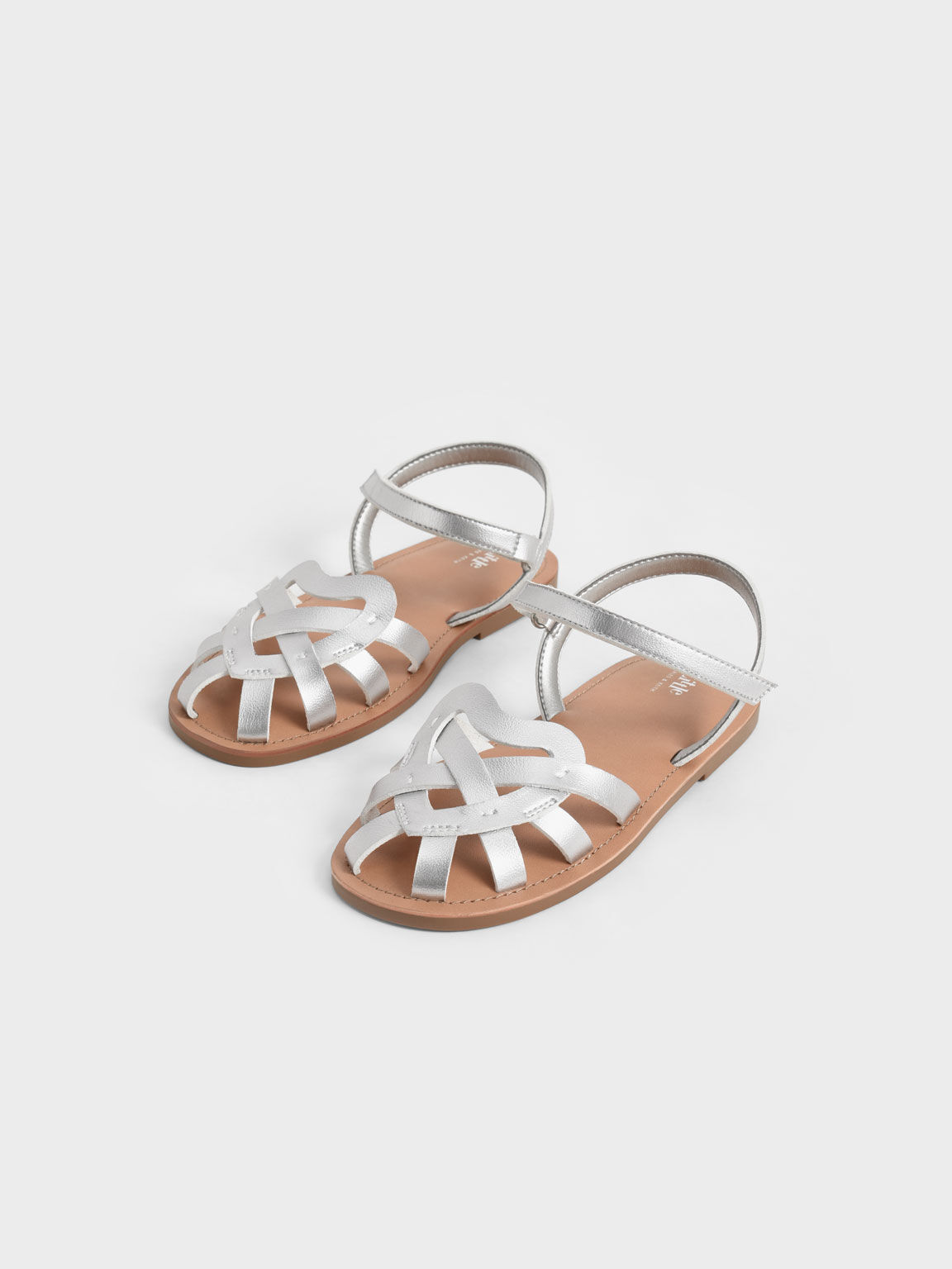 Girls' Caged Ankle-Strap Sandals - Silver