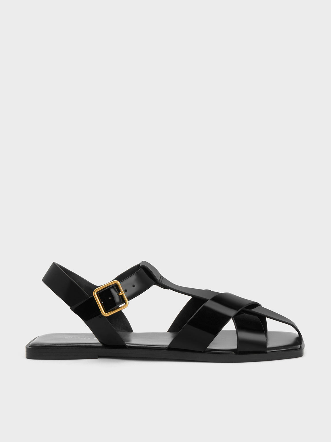 Black Crossover Ankle-Strap Sandals - CHARLES & KEITH CA