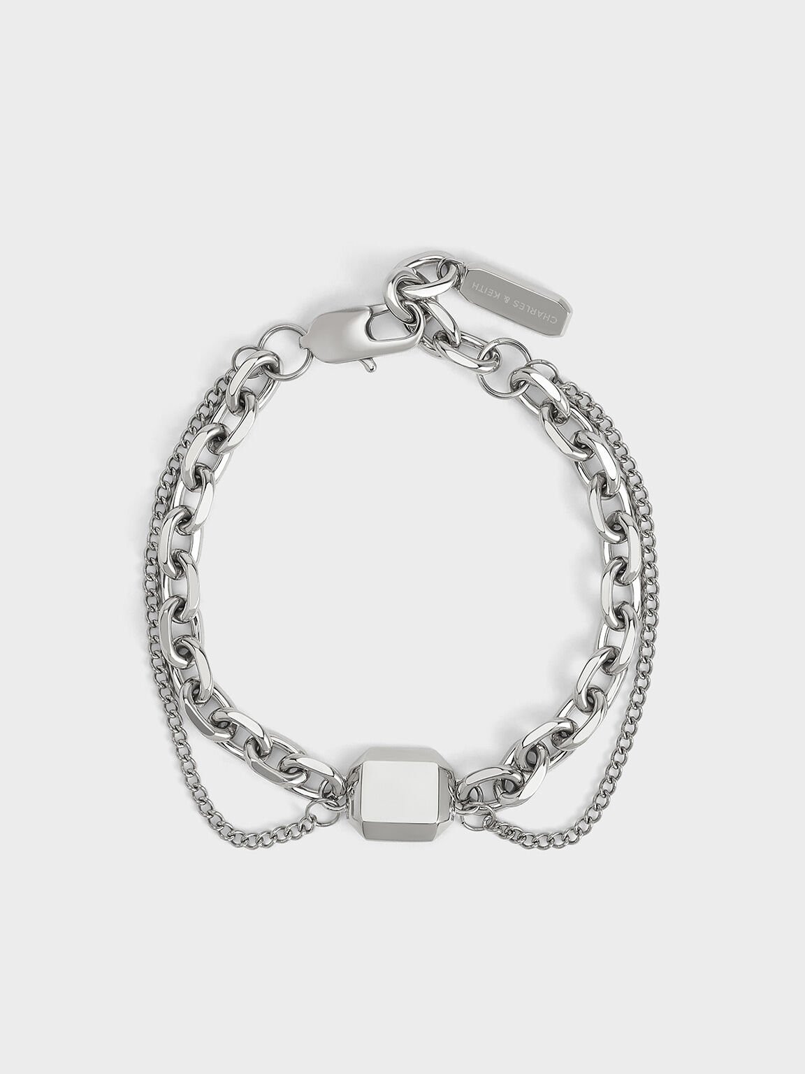 Keziah Double Chain-Link Bracelet, Silver, hi-res