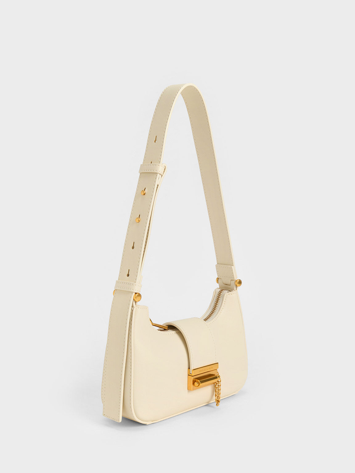 Chalk Metallic Accent Belted Bag - CHARLES & KEITH US