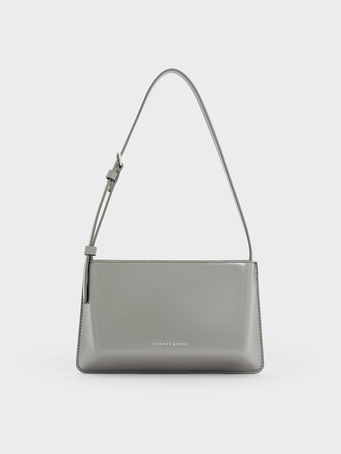 Structured Boxy Shoulder Bag, Grey, hi-res