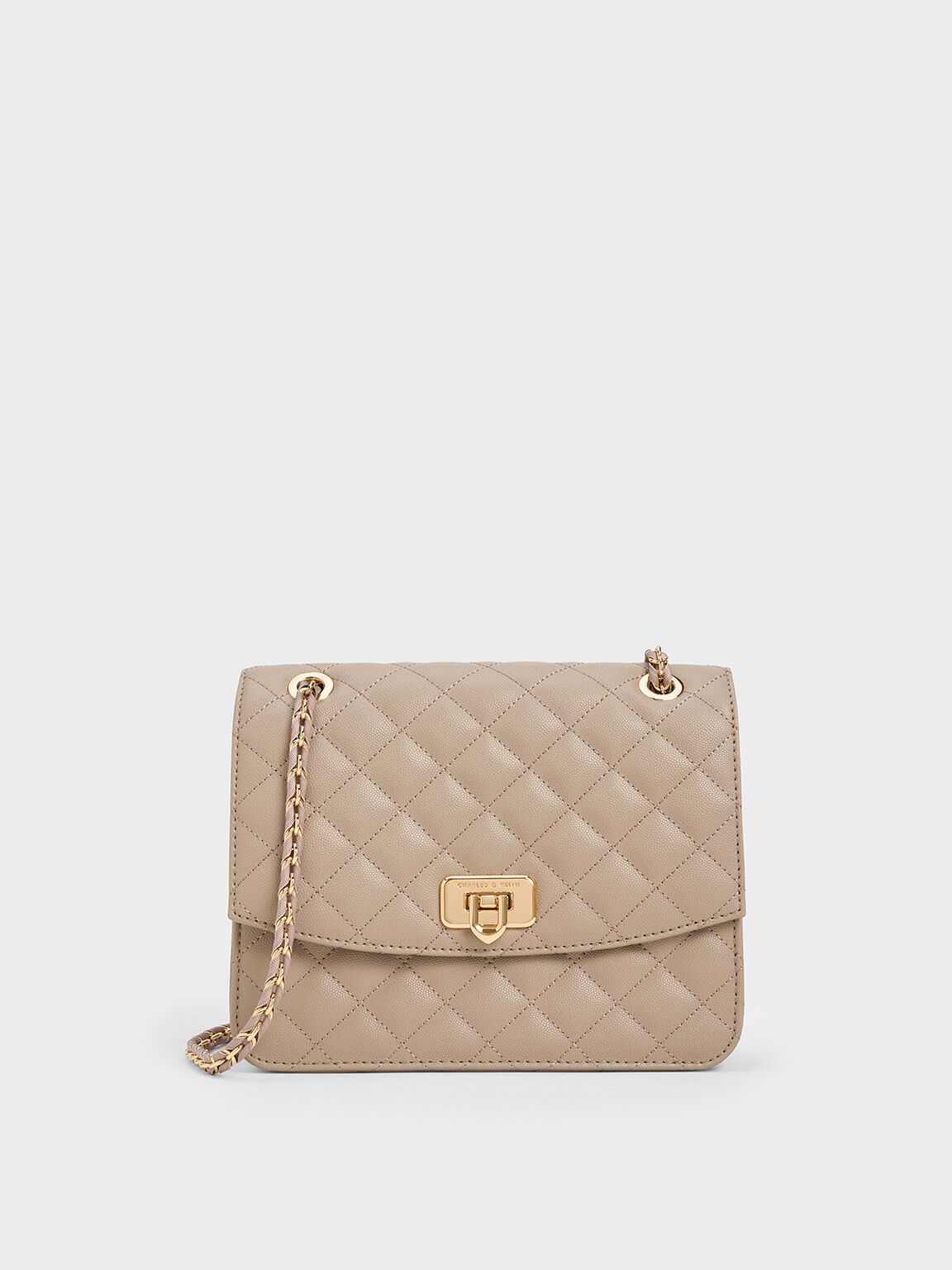 S dark taupe leather flap bag