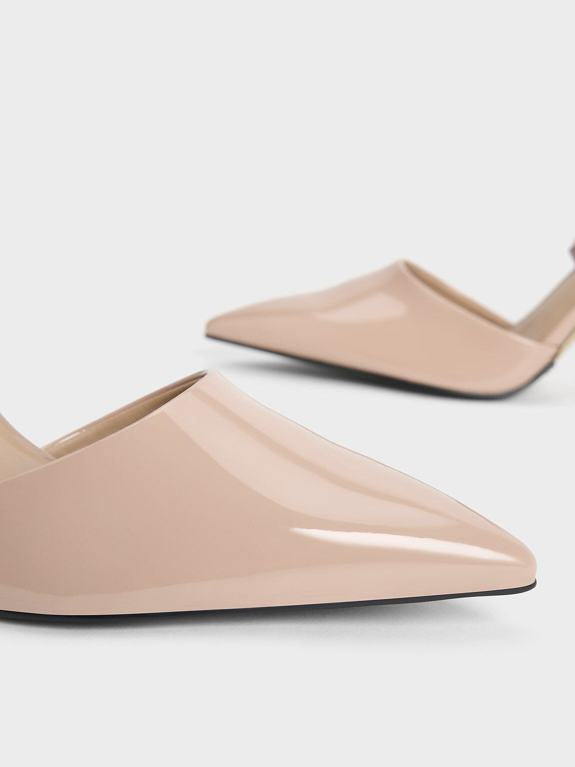 Nude Patent Ankle Strap Heeled Sandals - CHARLES & KEITH International