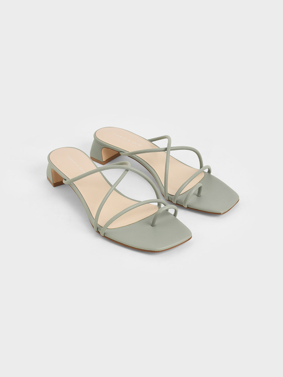 Strappy Toe Ring Sandals, Sage Green, hi-res