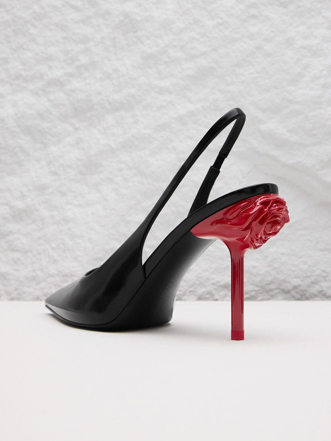 Flor Rose-Heel Slingback Pumps, Black Box, hi-res