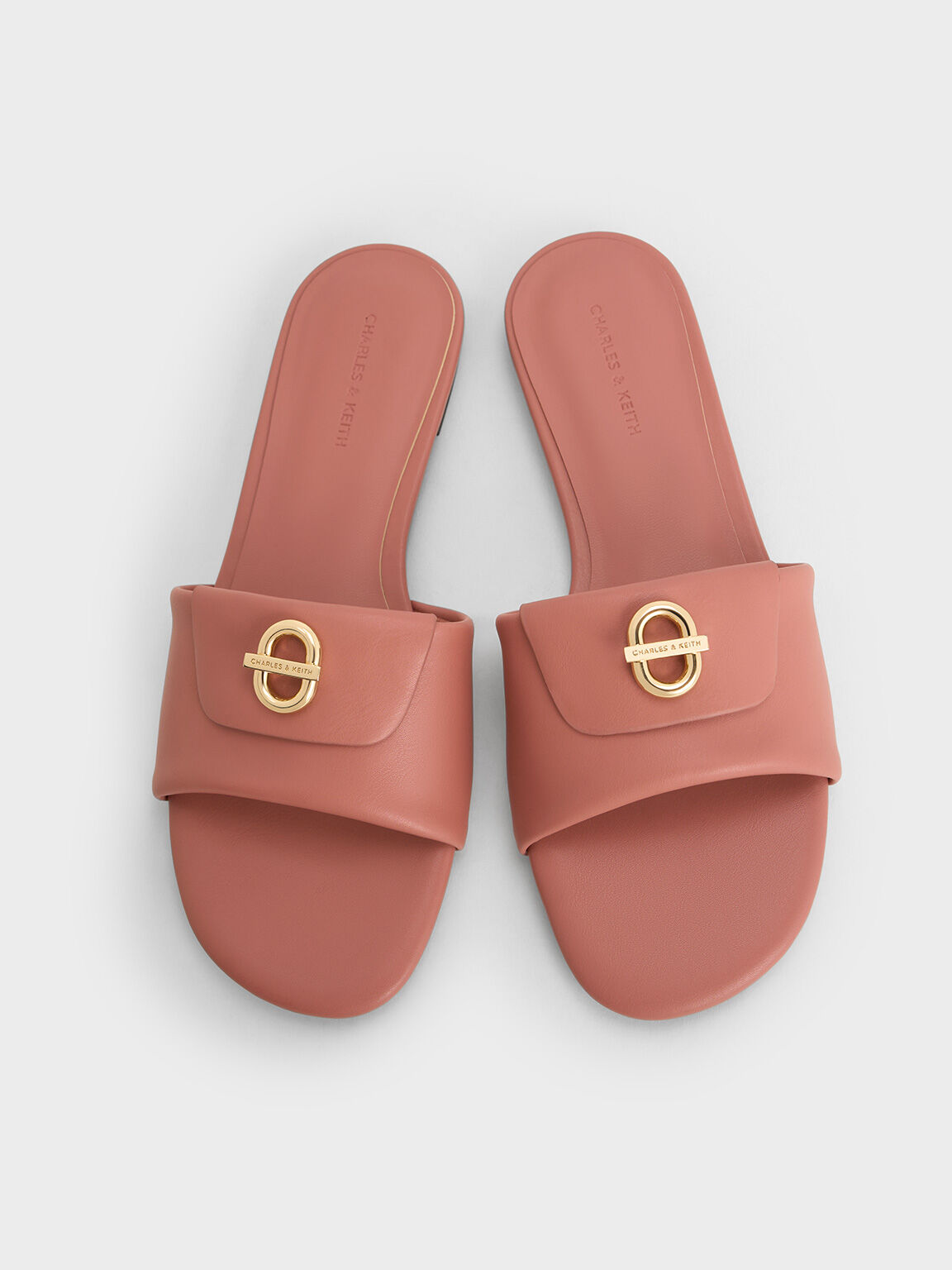 Sandalias slip-on con acento metálico, Rosa, hi-res