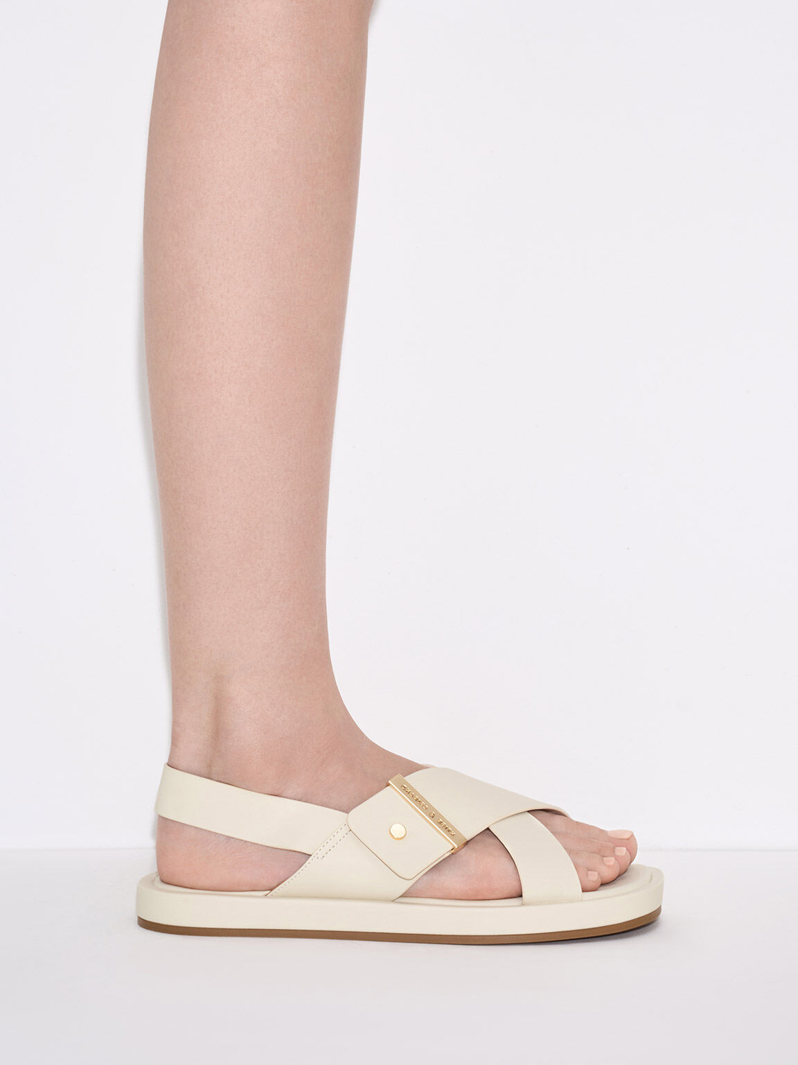 Crossover Back Strap Sandals, Chalk, hi-res