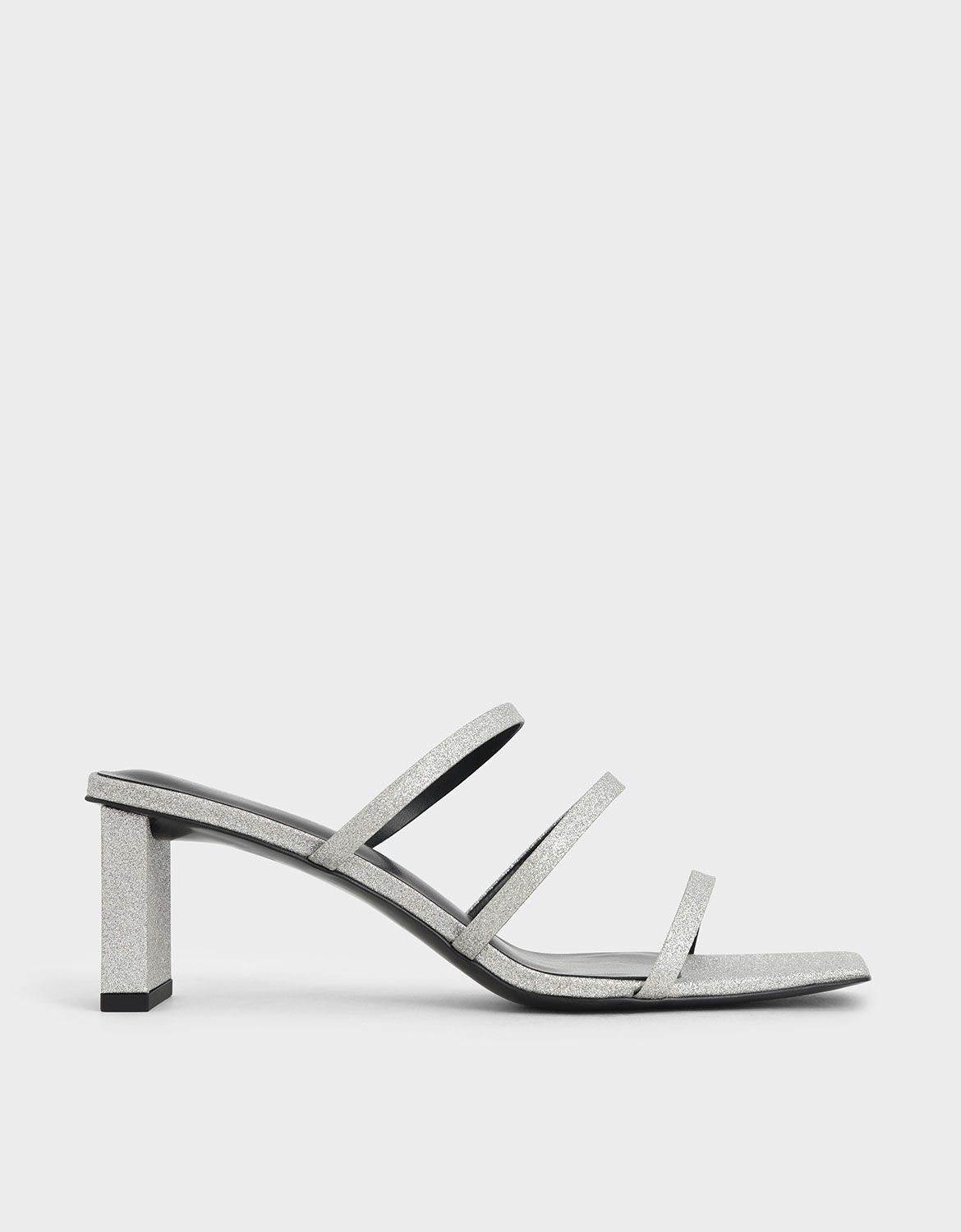 silver glitter sandal heels