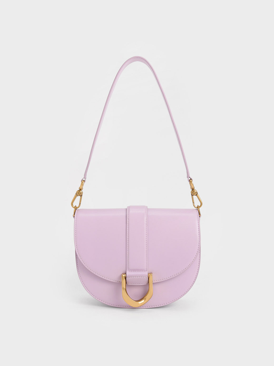 Bags, Charles Keith Mini Gabine Saddle Bag Light Pink