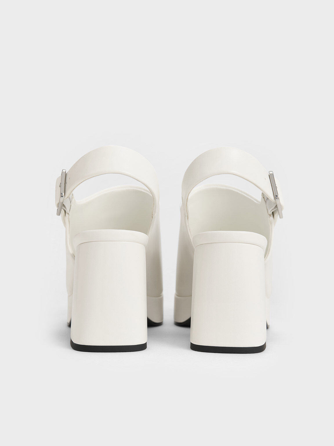 Peep-Toe Platform Sandals, White, hi-res