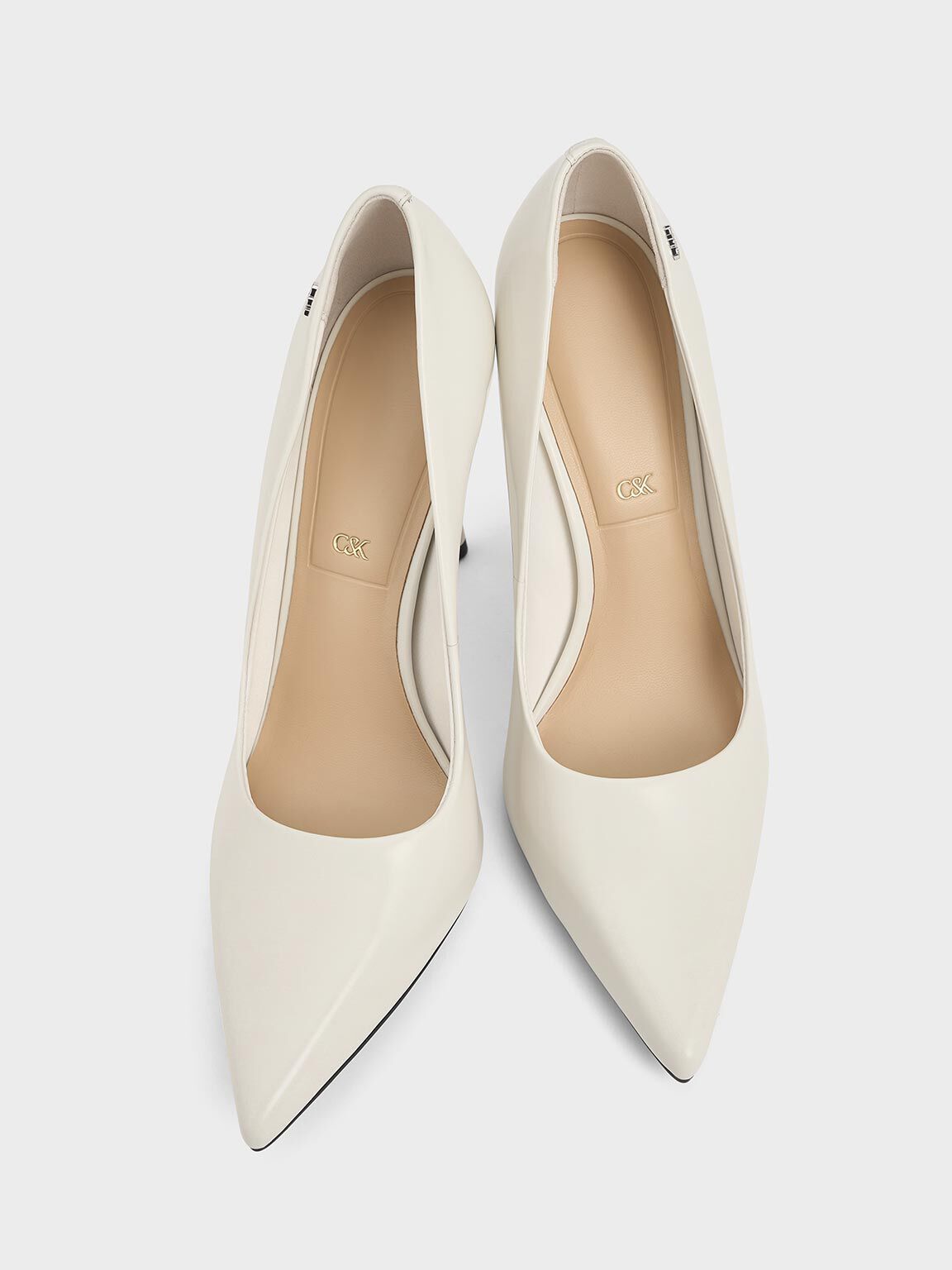 Kyra Leather Pointed-Toe Pumps, Chalk, hi-res