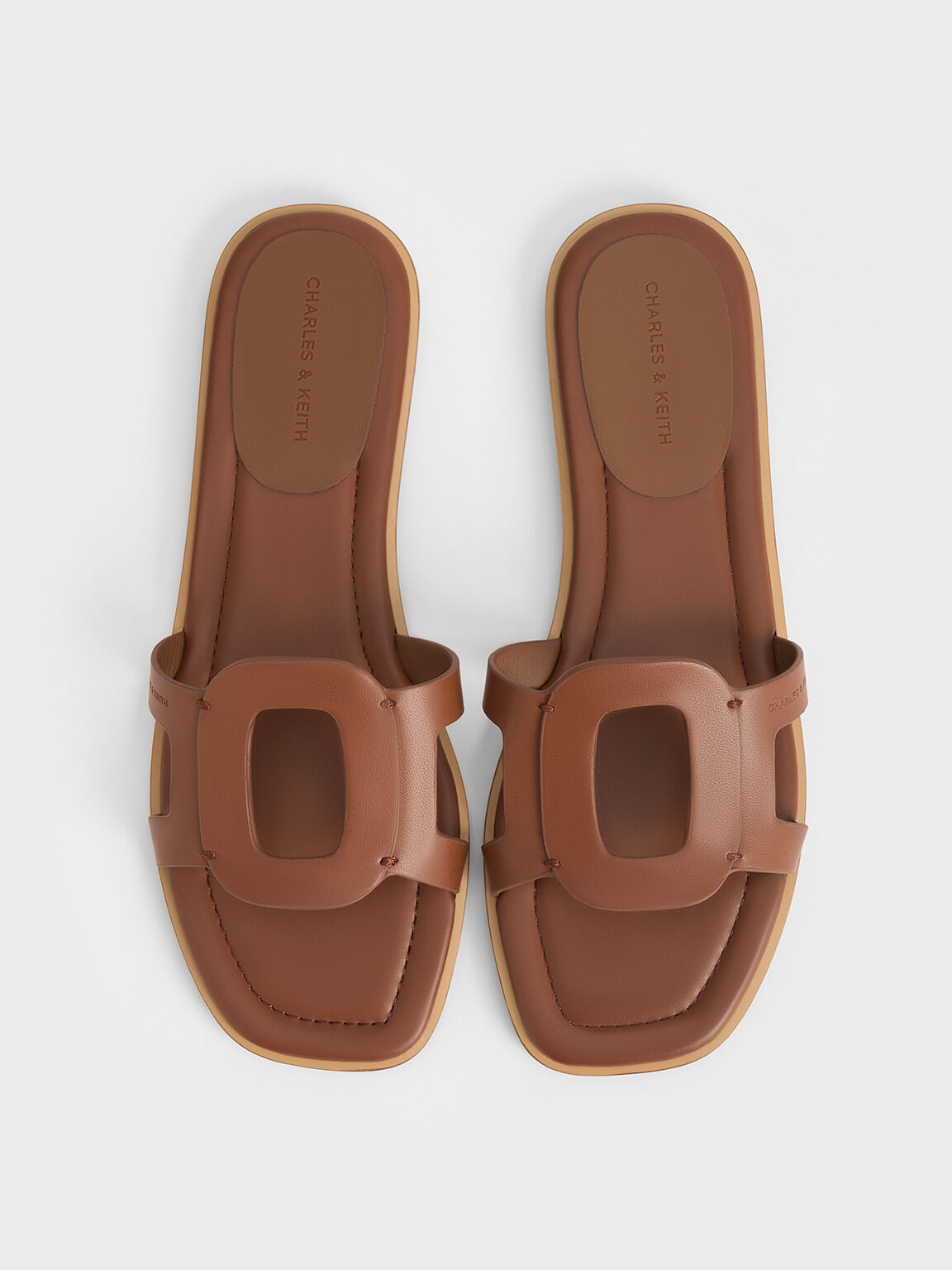 Easley Cut-Out Slide Sandals, Caramel, hi-res